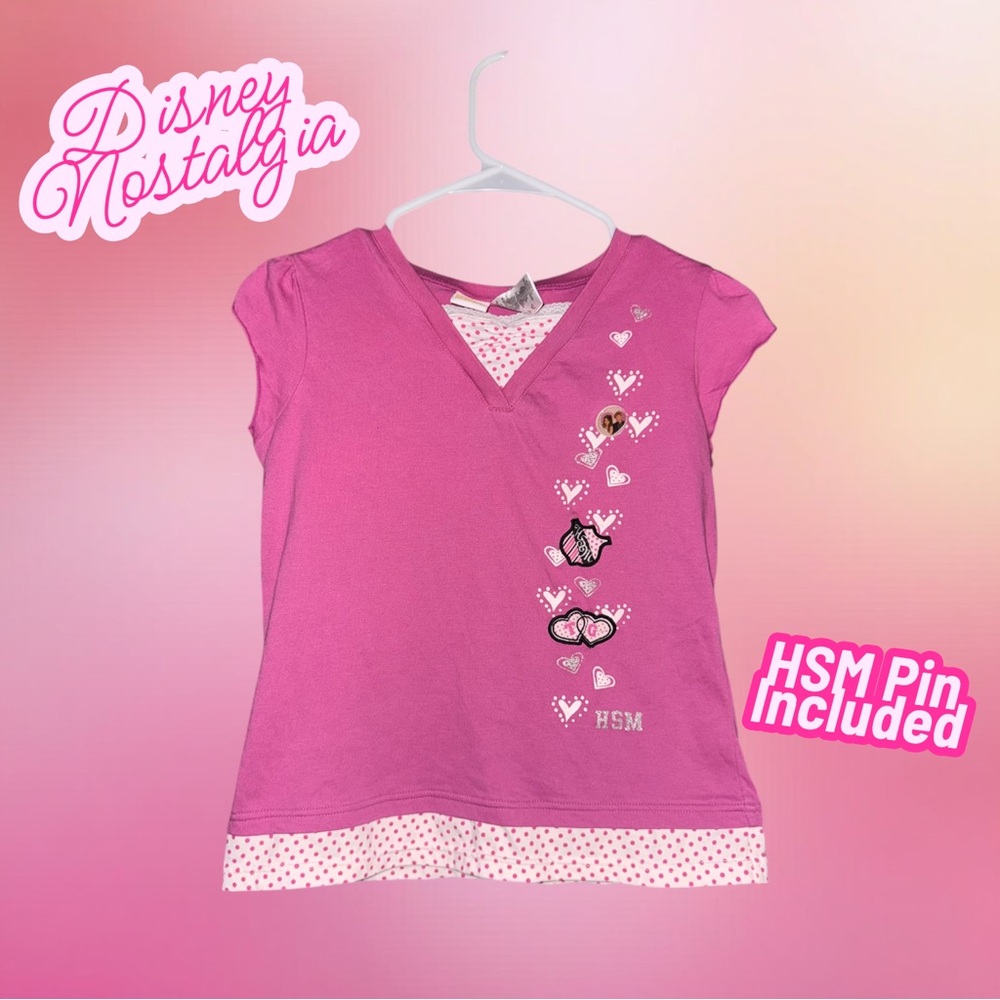 Disney High School Musical Y2K Pink 2-Fer Polka Dot Heart Tee